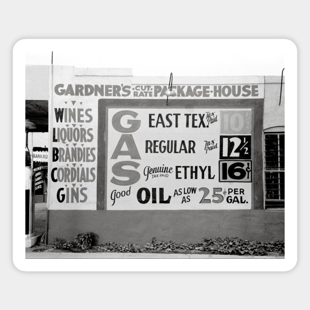 Discount Liquor & Gasoline, 1939. Vintage Photo Magnet by historyphoto